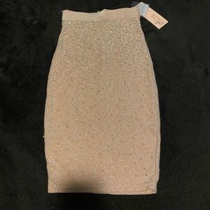 NWT Oh Polly Sparkle Pearl Midi Skirt